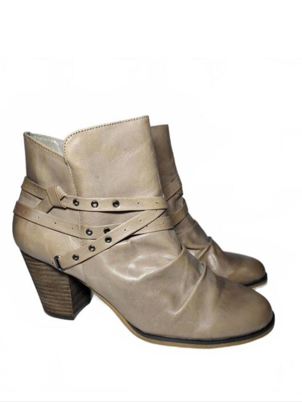 Bella-Vita Women's Ankle Boots Size 9.5W Beige Leather Upper Style
